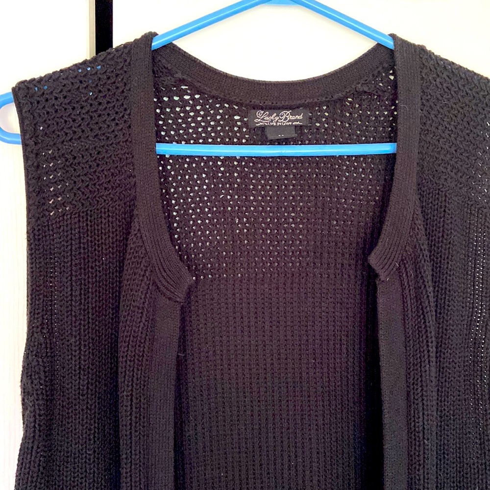 Lucky brand long knit vest with pockets